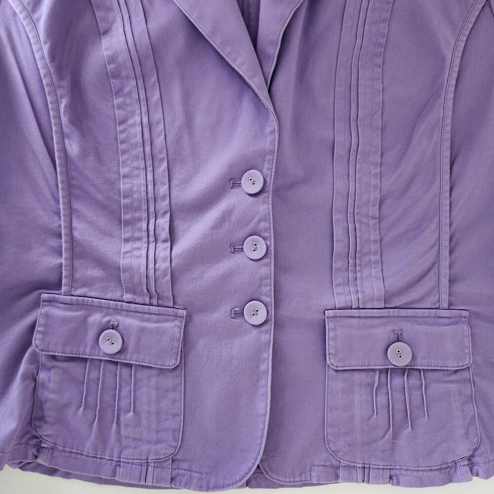Coldwater Creek Purple Short Sleeved Cotton Blazer Unlined Size 12 - Picture 6 of 9